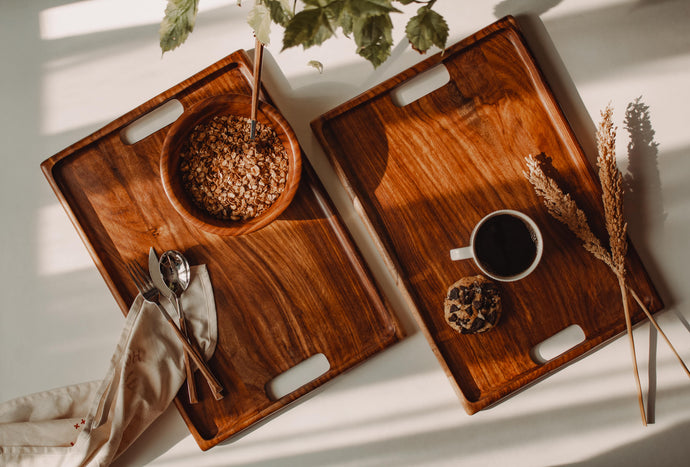 PLATEAU tray, wooden tray with built in handles, size: 45*30 cm 